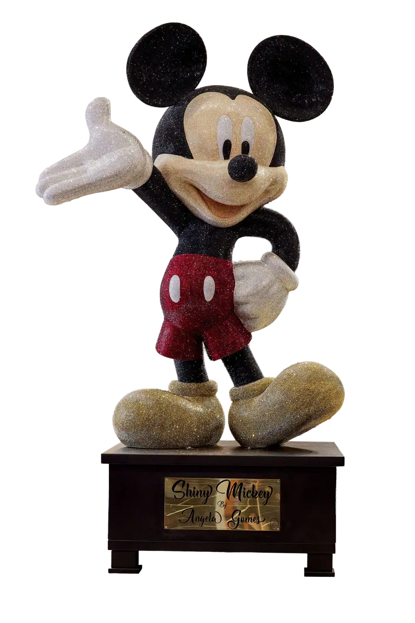 Shiny Mickey, Angela Gomes' masterpiece — a life-size crystal mouse sculpture of over 1.2 million genuine Swarovski&reg; crystals