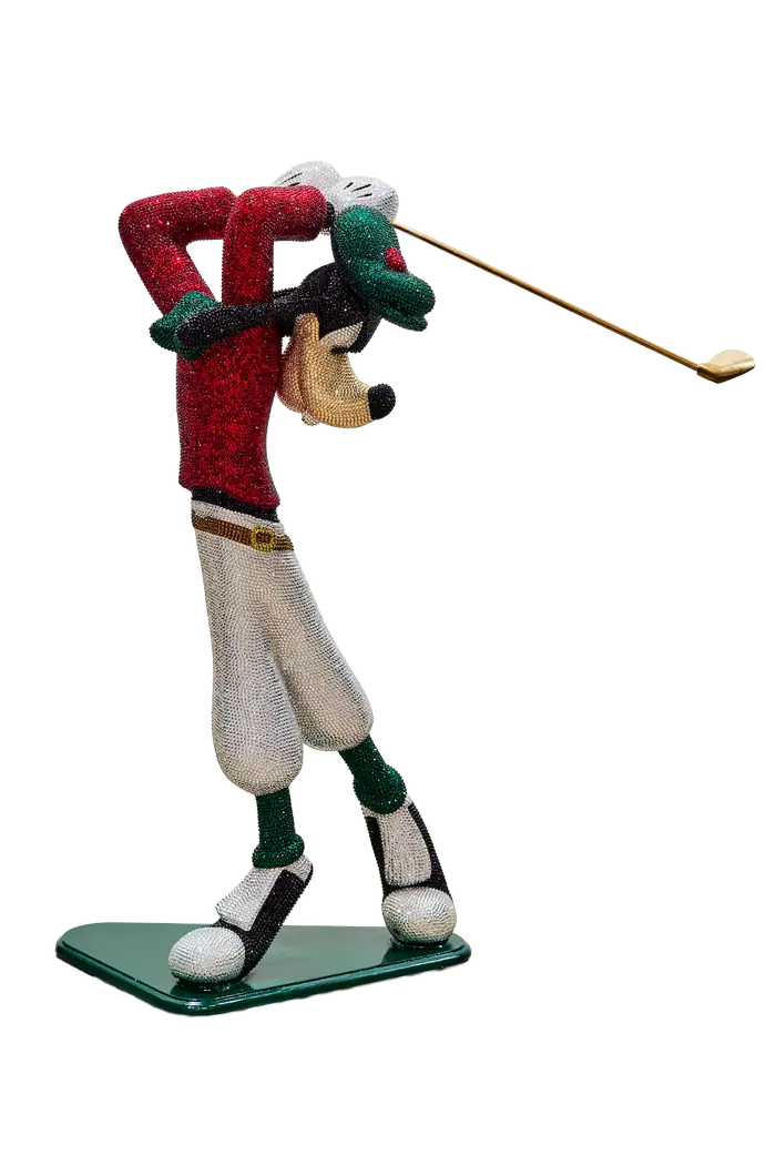 Golfing Goofy — a crystal figurine with a golf club in genuine Swarovski&reg; crystals by Angela Gomes