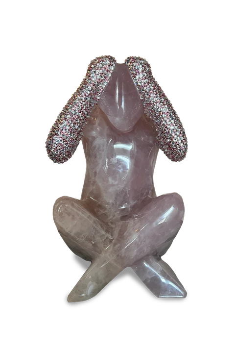 The Thinker — a seated figure sculpture in onyx marble and genuine Swarovski&reg; crystals by Angela Gomes
