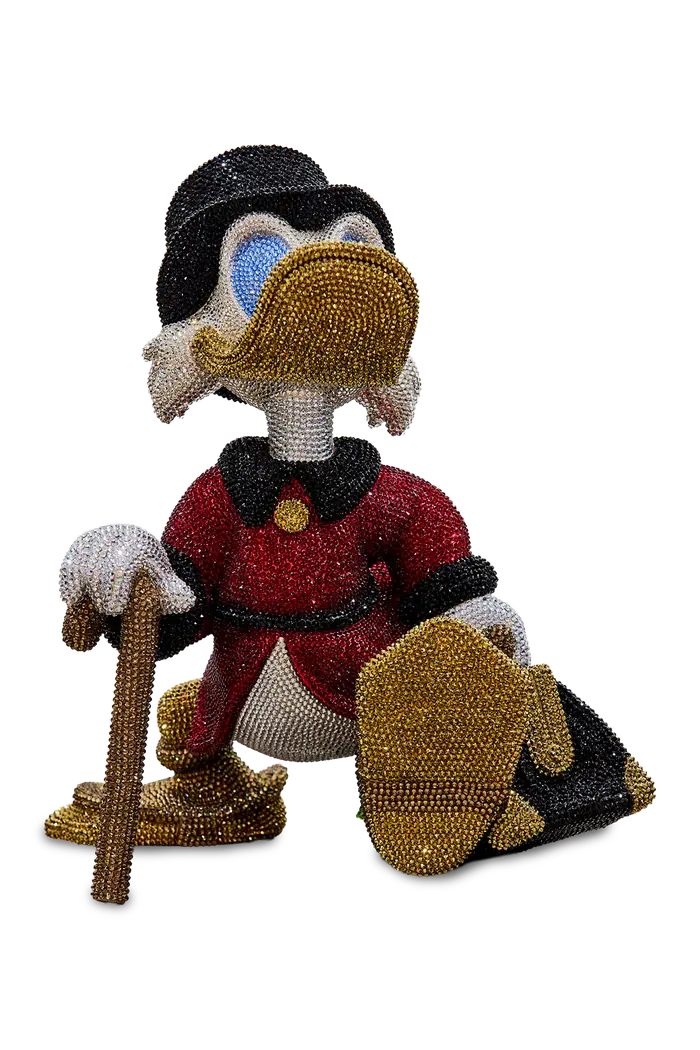 Scrooge McDuck — a crystal duck sculpture in genuine Swarovski&reg; crystals by Angela Gomes